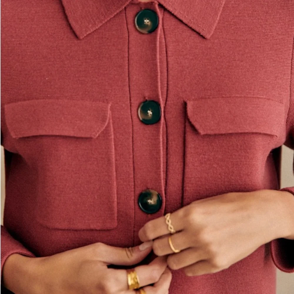 Sézane Betty Cardigan, Size Medium, Rosewood - Picture 3 of 9